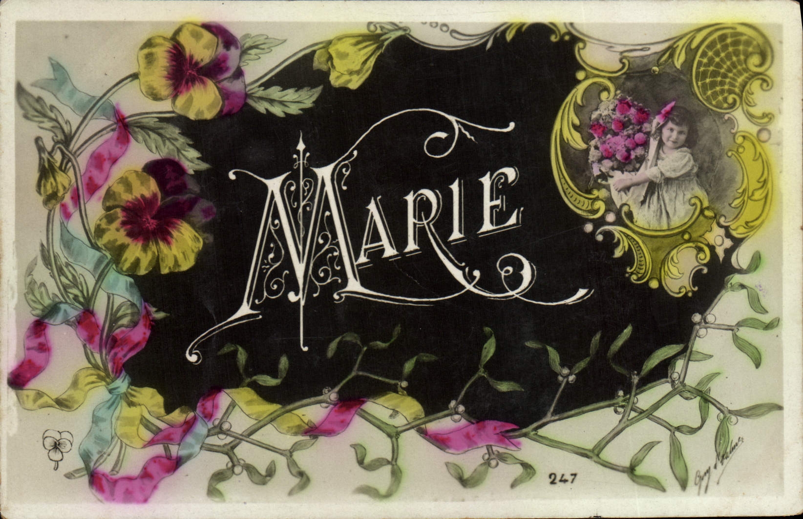 VINTAGE POSTCARD Fantasy First name Marie Child