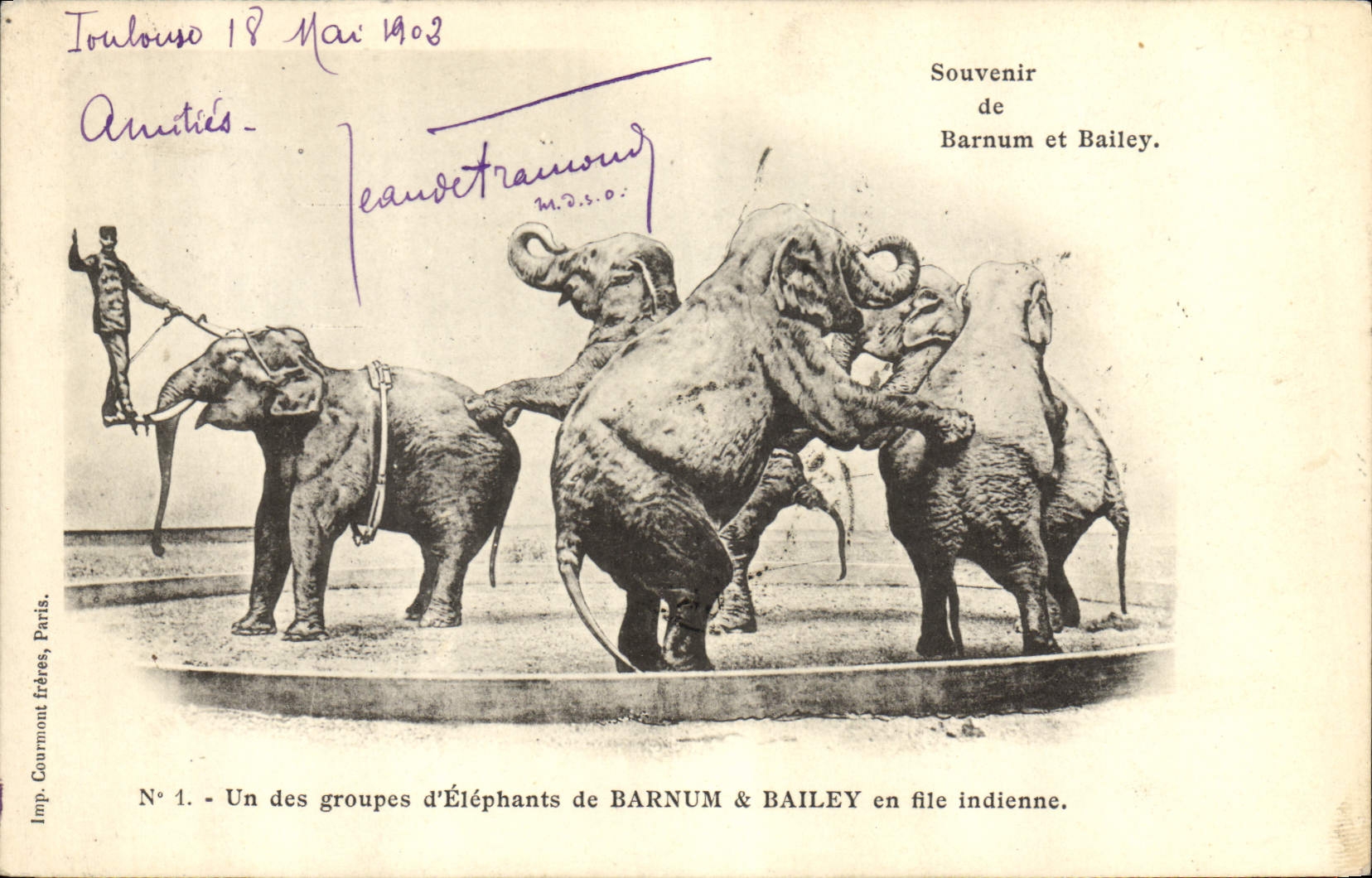 CPA Elephant Souvenir de Barnum et Bailey 