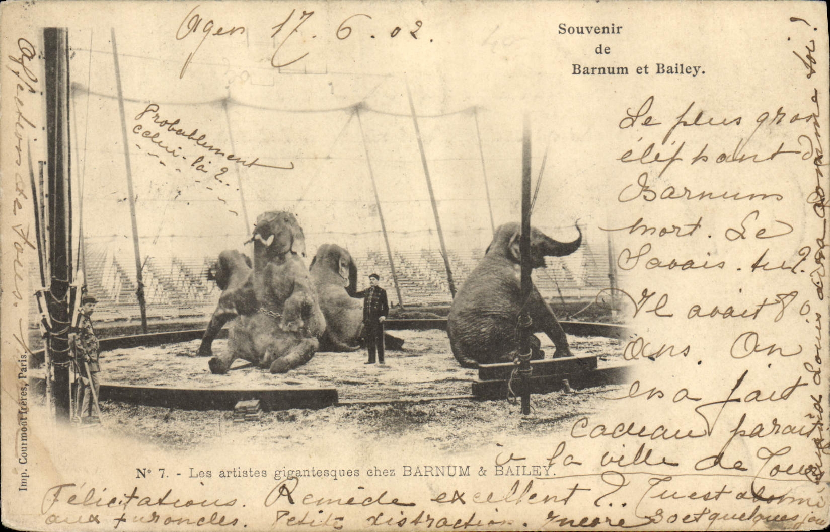CPA Elephant Souvenir de Barnum et Bailey 