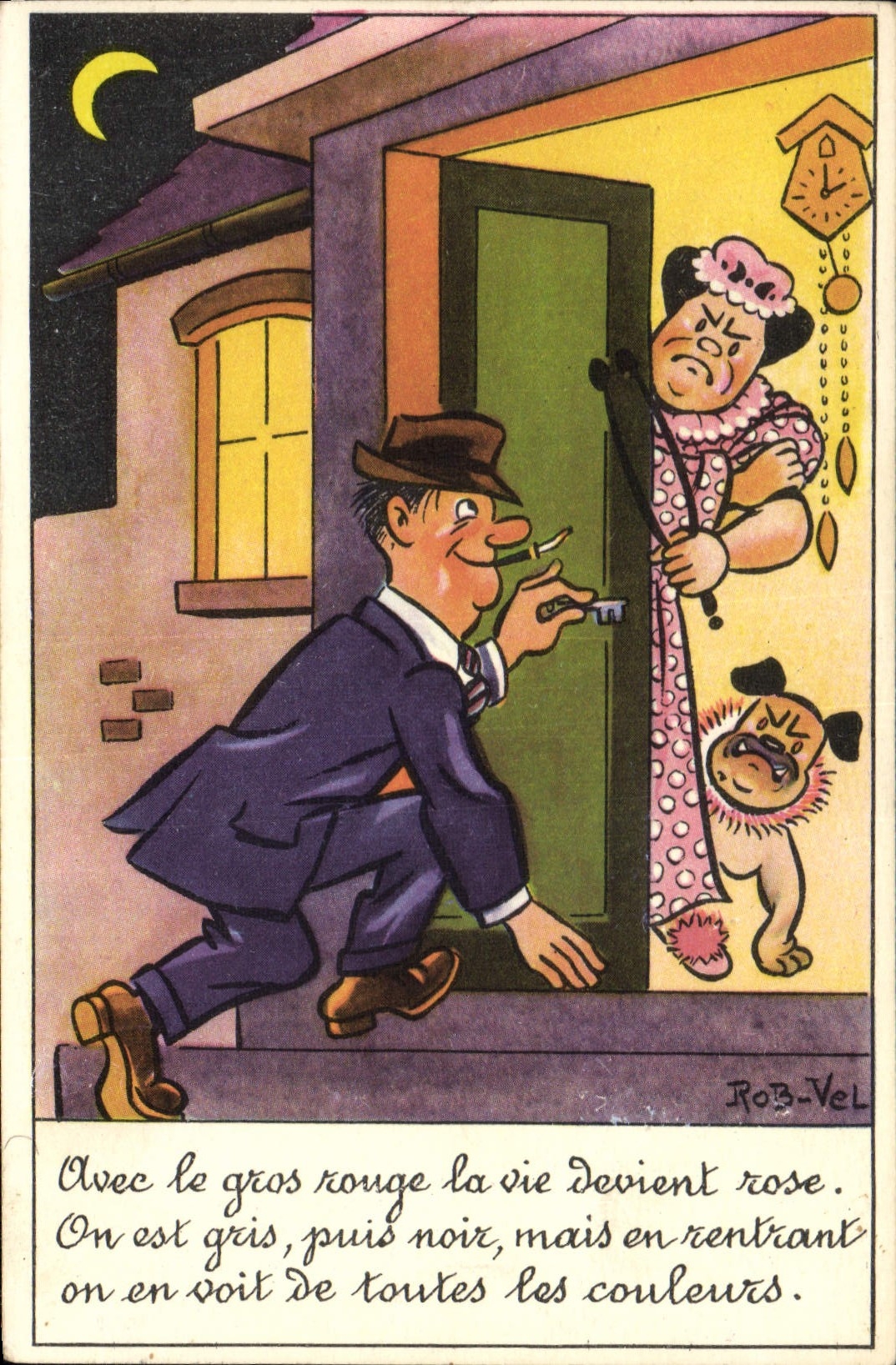 VINTAGE POSTCARD Fantaisie Illustrator Rob Vel Shits Bulldog