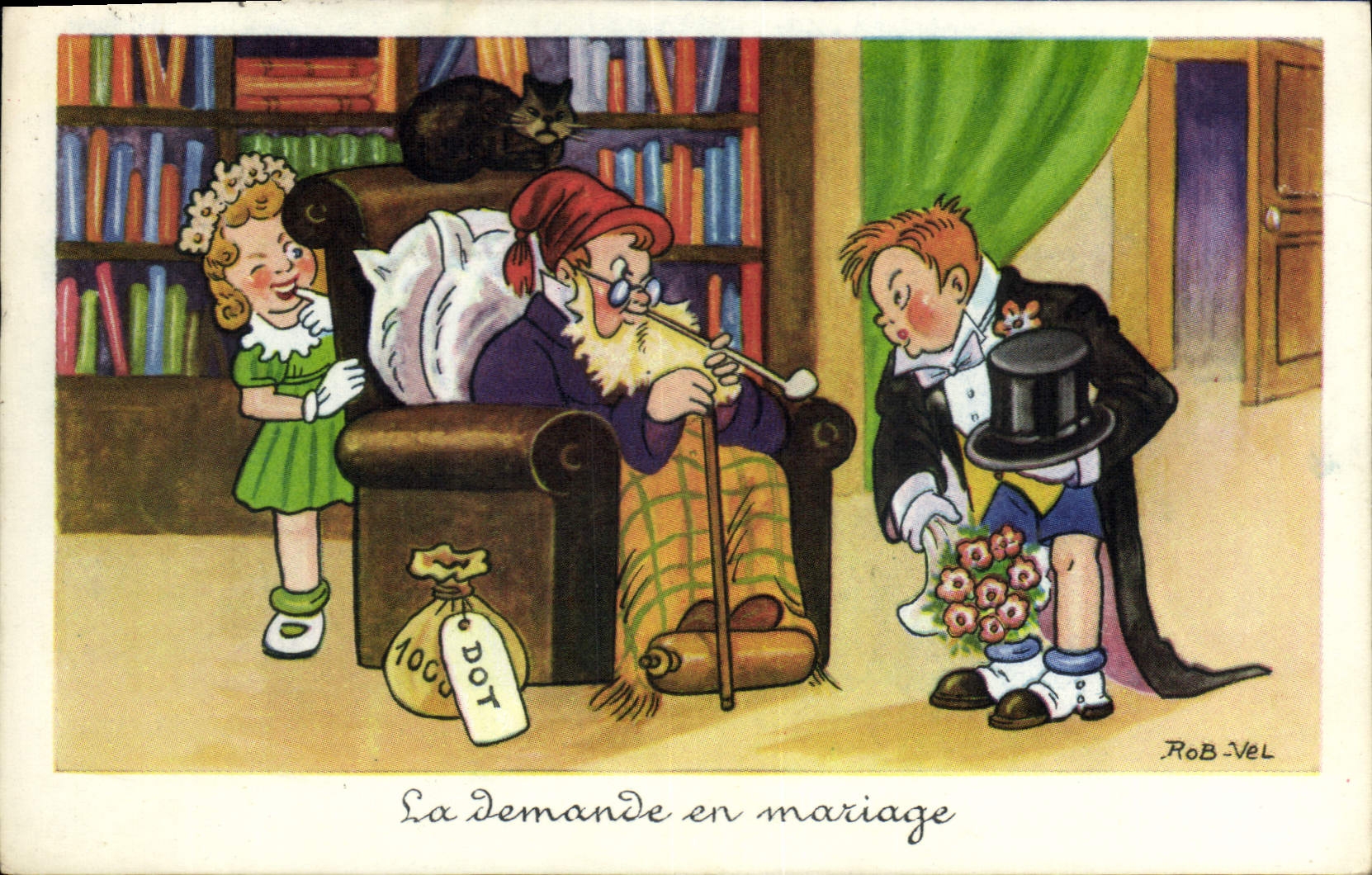 Los niños de Robo Vel del ilustrador de la fantasía de la POSTAL de la VENDIMIA empequeñecen el pedido la unión