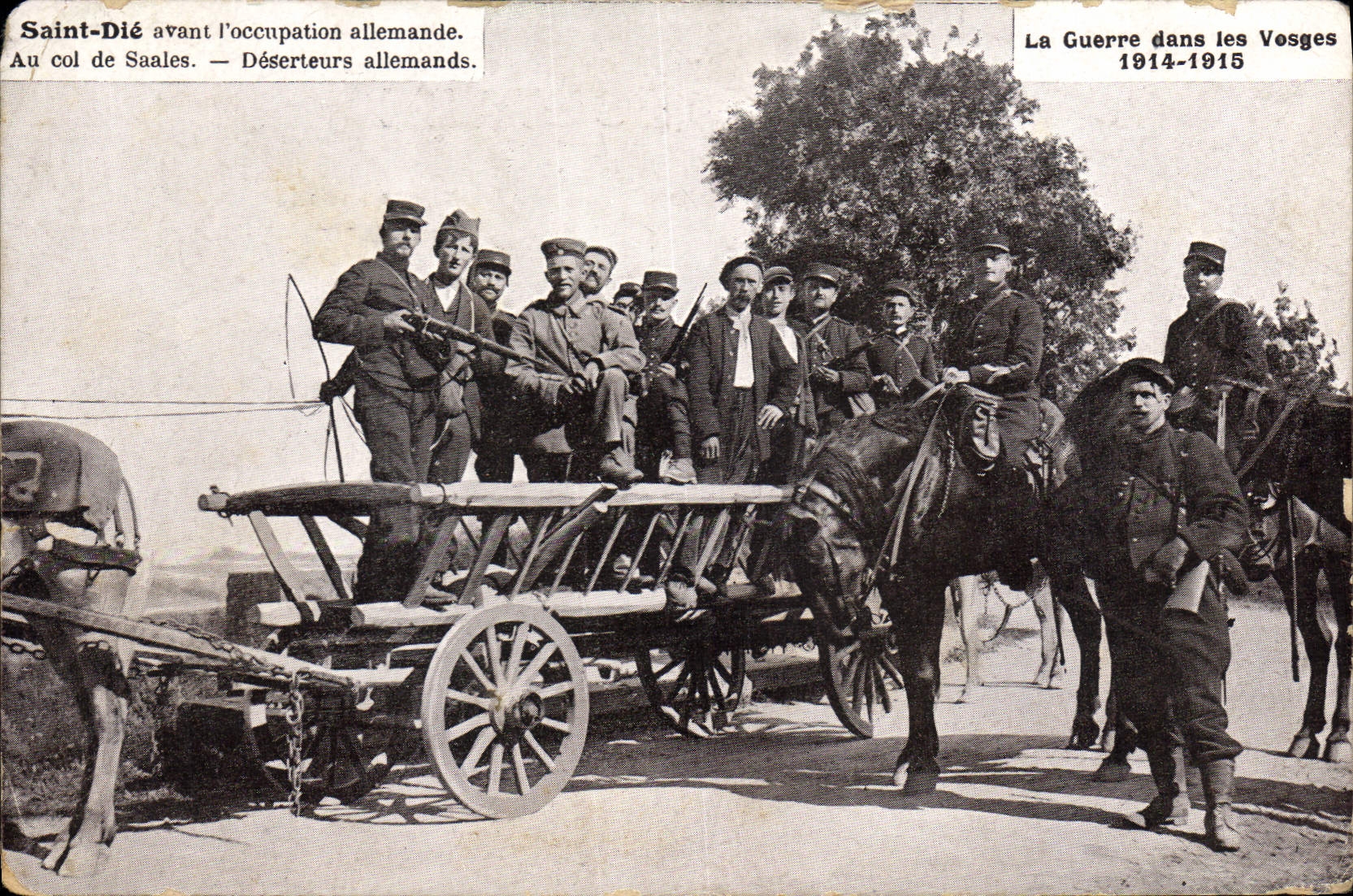 VINTAGE POSTCARD Militaria Saint-Die before the German occupation With the collar of Saales German Deserters