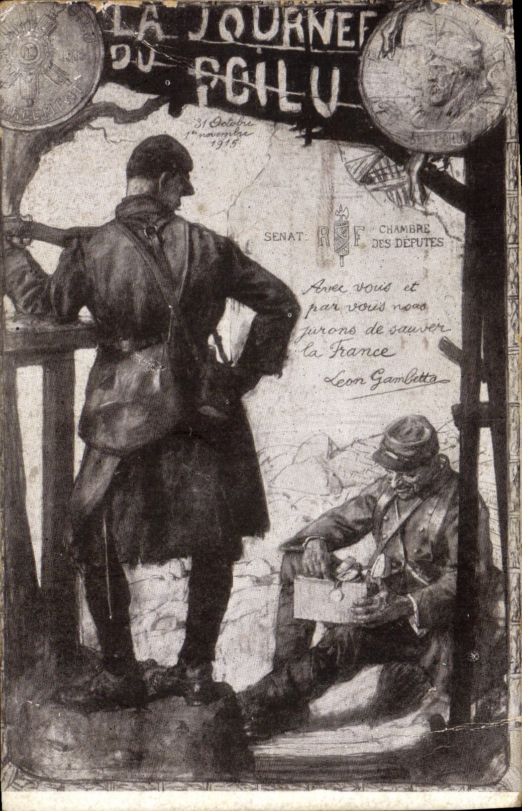 CPA Militaria La journee du poilu 1915