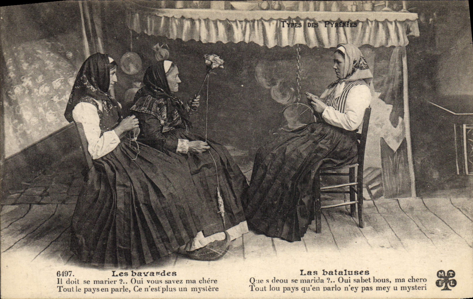 CPA Folklore Pyrenees Les bavardes 