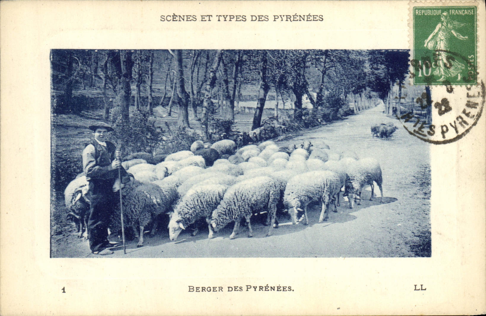 CPA Folklore Pyrenees Berger des Pyrenees Moutons 