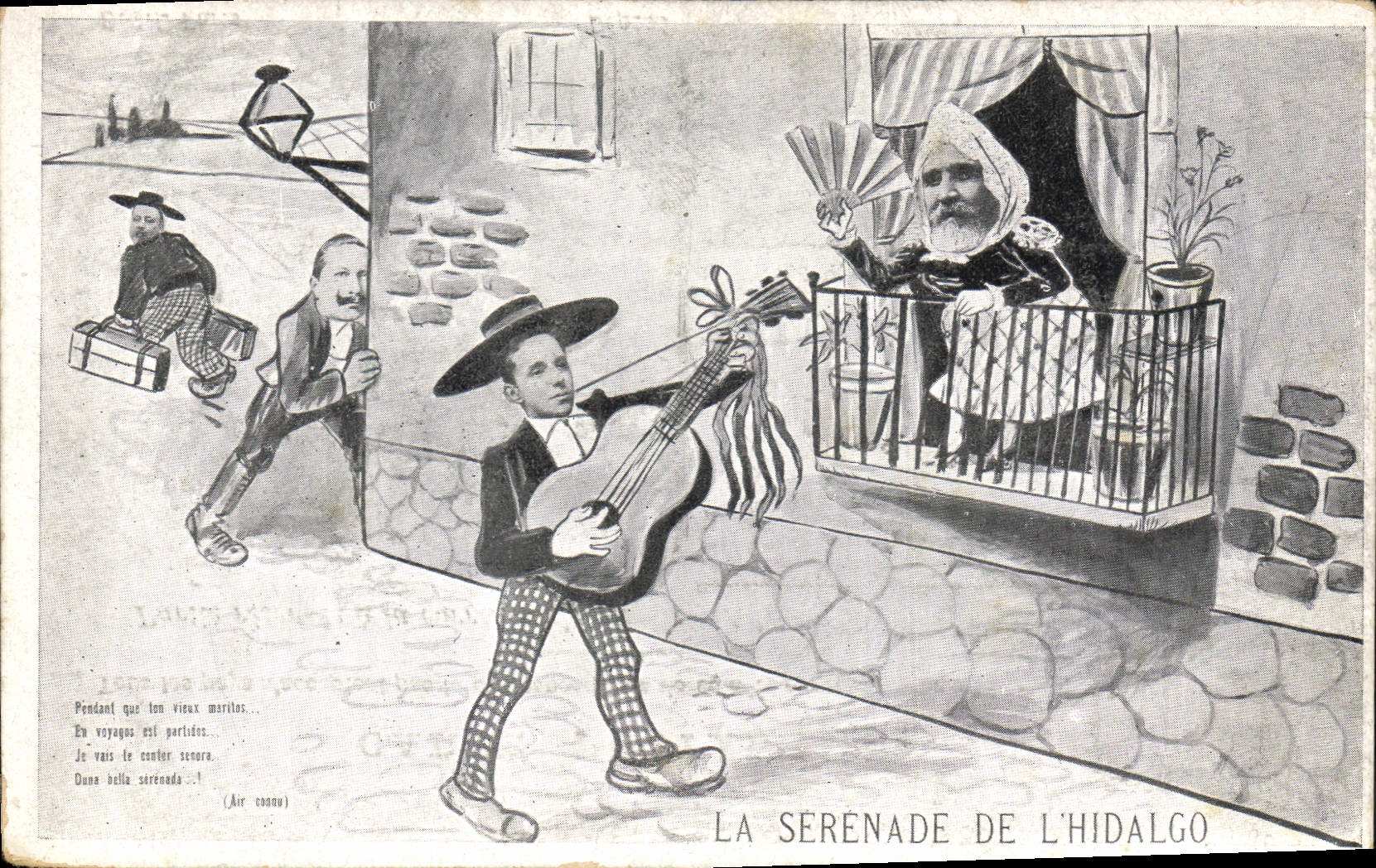 CPA Politique Satirique La serenade de l'Hidalgo Alphonse XIII Loubet