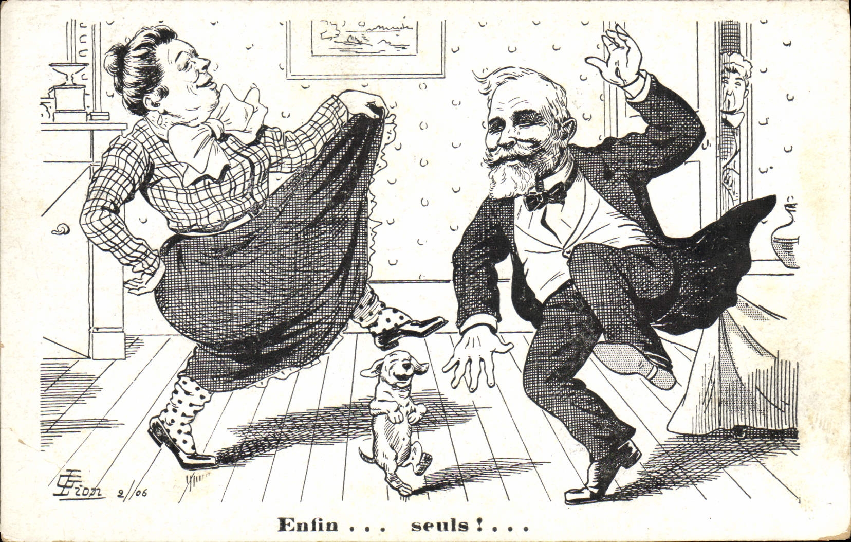 CPA Politique Satirique Enfin seuls 