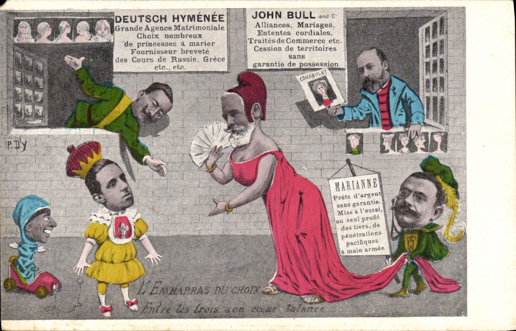 CPA Politique Satirique L'embarras du choix Marianne Alphonse XIII