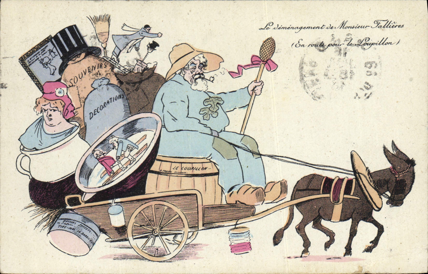 CPA Politique Satirique Fallieres Ane Mule Marianne