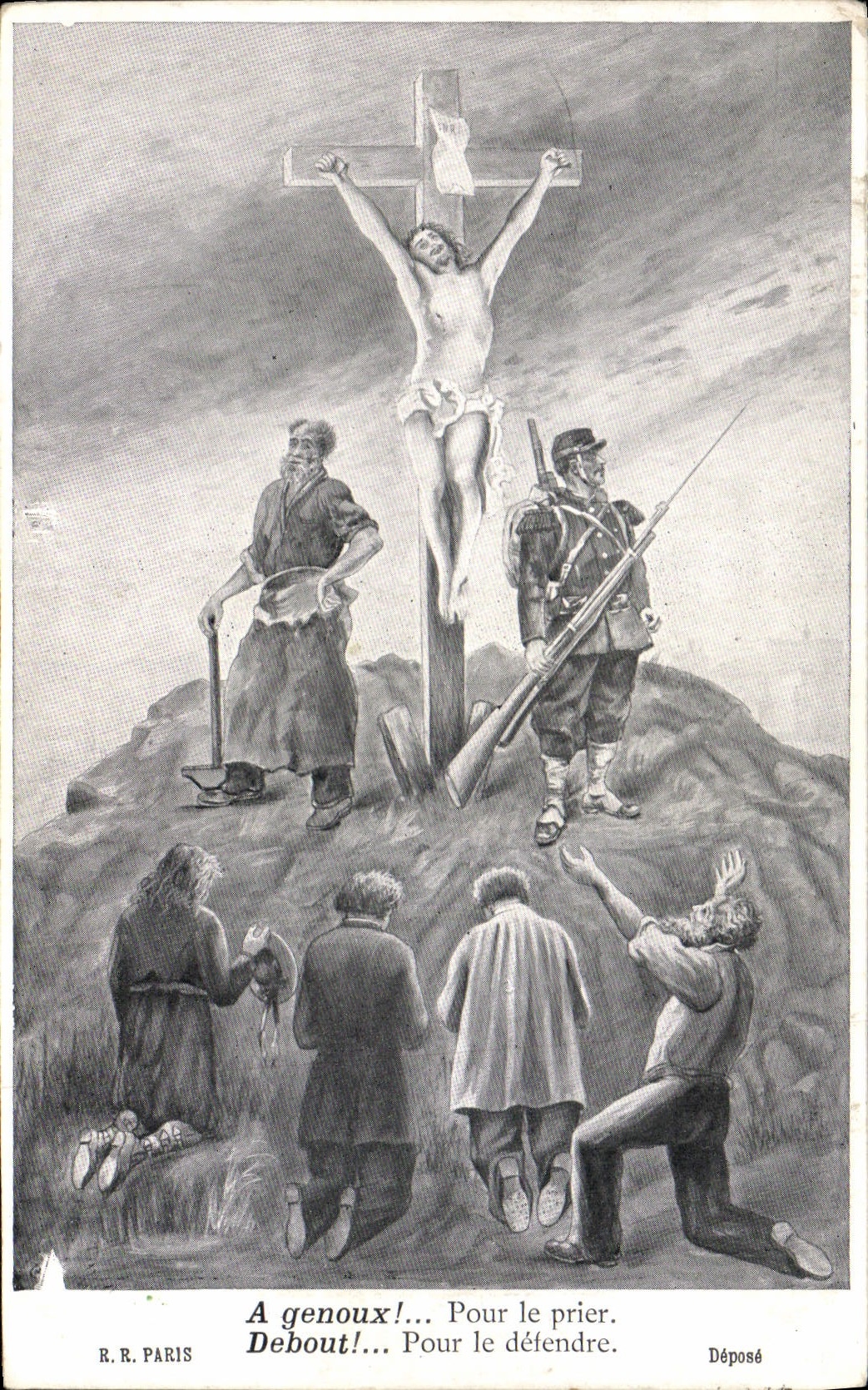 Escritor satírico político Militaria Cristo de la POSTAL de la VENDIMIA