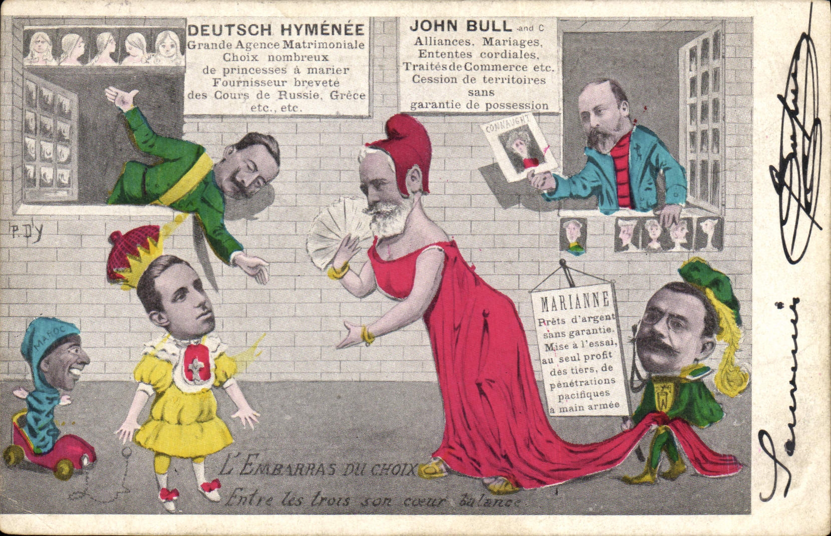 CPA Politique Satirique L'embarras du choix Marianne Alphonse XIII