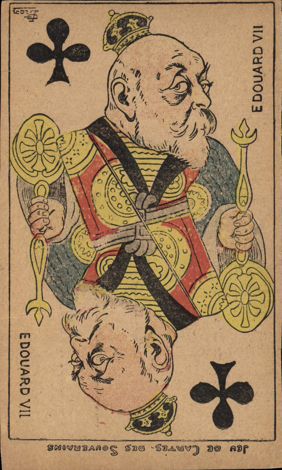 CPA Politique Satirique Carte a jouer Edouard VII