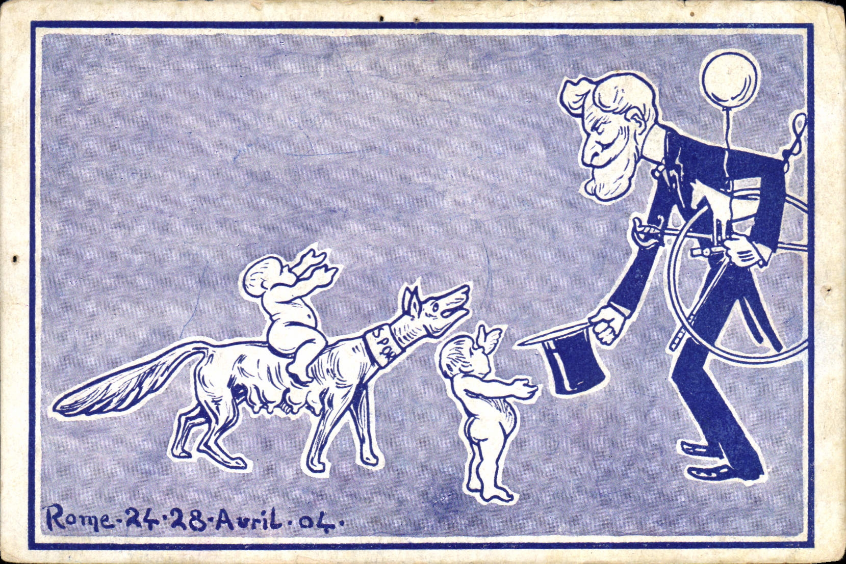 VENDIMIA POSTAL escritor satírico Roma th político del 24 de abril de 28, ángel del She-wolf del lobo de 04 Chien