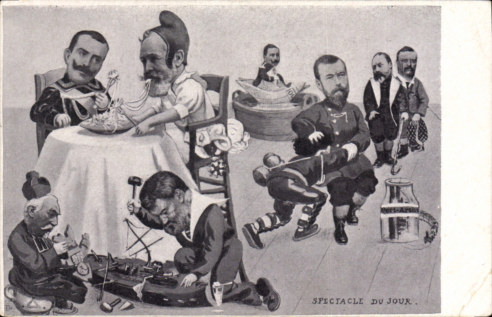 CPA Politique Satirique Spectacle du jour Loubet Nicolas II Russie Russia