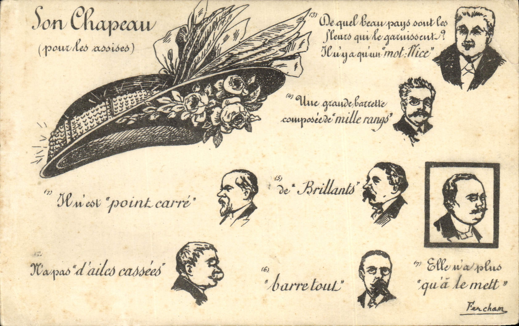 Sombrero político del escritor satírico de Sitted de la POSTAL de la VENDIMIA