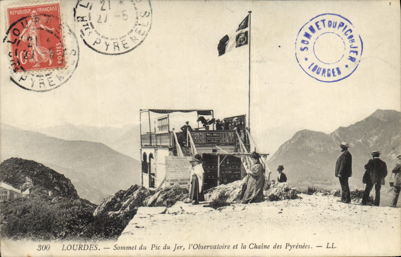 VINTAGE POSTCARD Astronomy Heavy Summit of the Peak of Jer the Observatory and the chain of the Pyrenees
