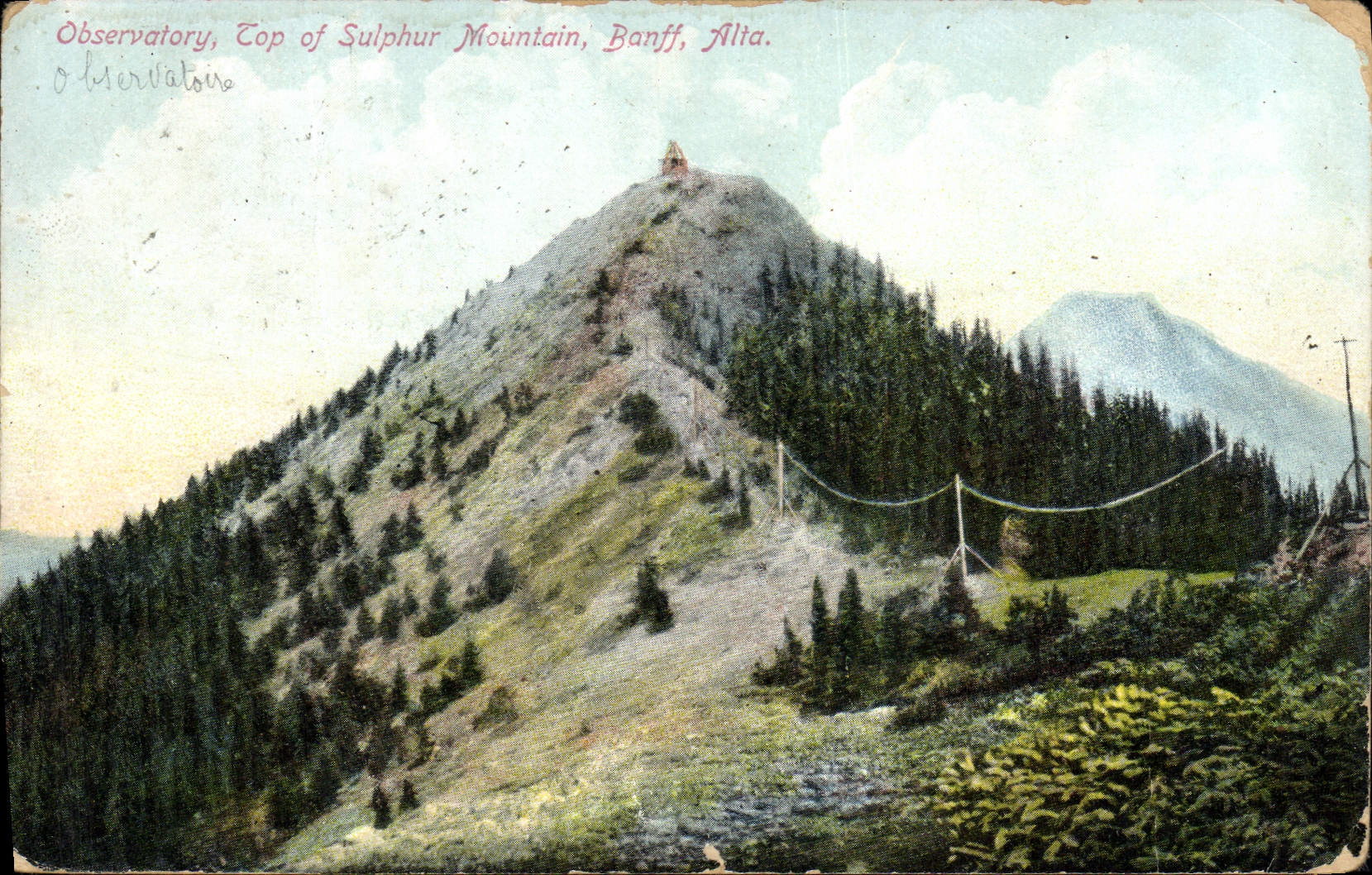 VINTAGE POSTCARD Astronomy Observatory Signal off Sulfur Mountain Banff Alta