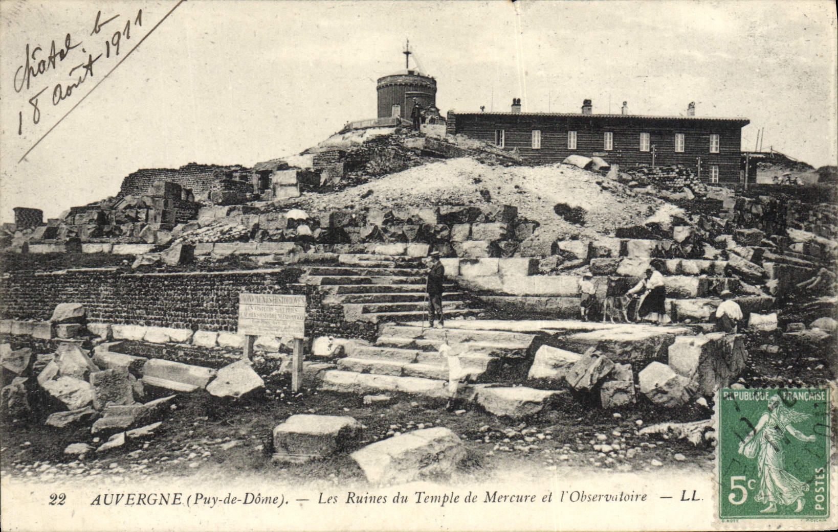 VINTAGE POSTCARD Auvergne Astronomy ruins of the Mercury temple and the Observatory