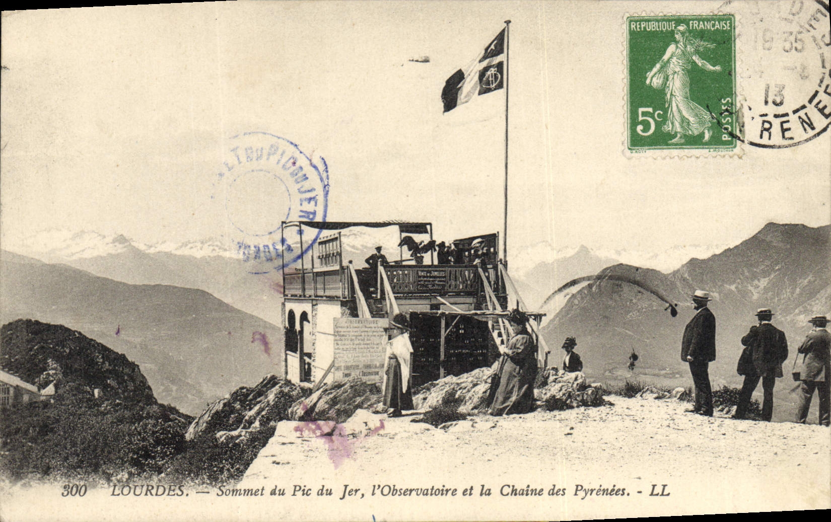 CPA Astronomie Lourdes Sommet du Pic de Jer L'Observatoire et la chaine des Pyrenees