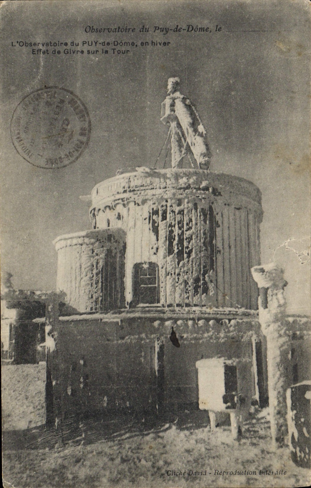 VINTAGE POSTCARD Astronomy Observatory of Puy de Dome Effect of white frost on the lathe