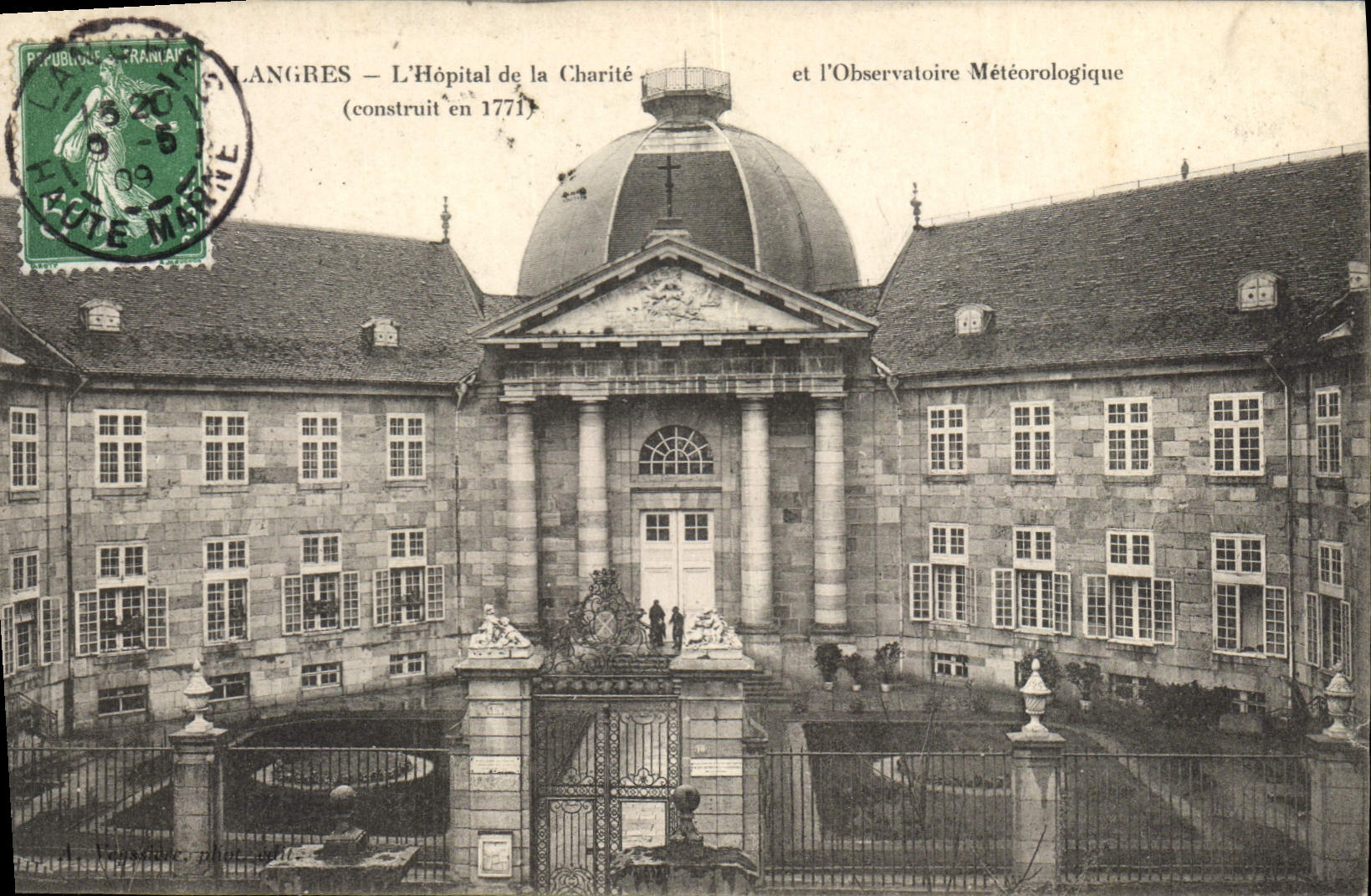 VINTAGE POSTCARD Langres Astronomy the hospital of Charity and the Observatory meterologic