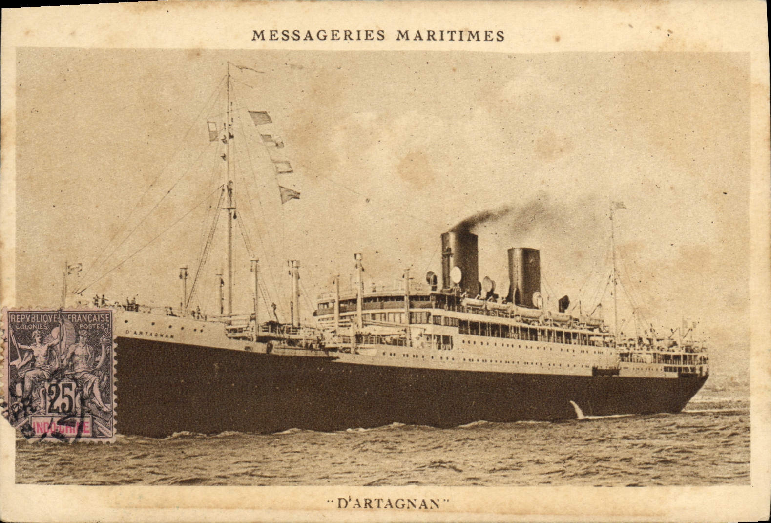 CPA Bateau Messageries Maritimes d'Artagnan Indochine