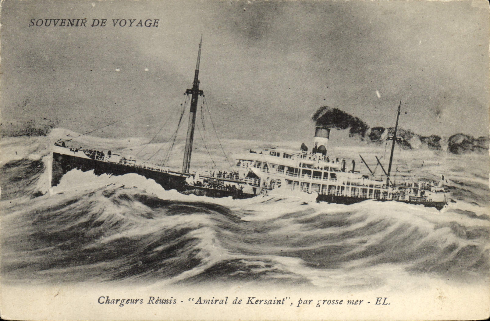 CPA Bateau Chargeurs Reunis Amiral de Kersaint par grosse mer