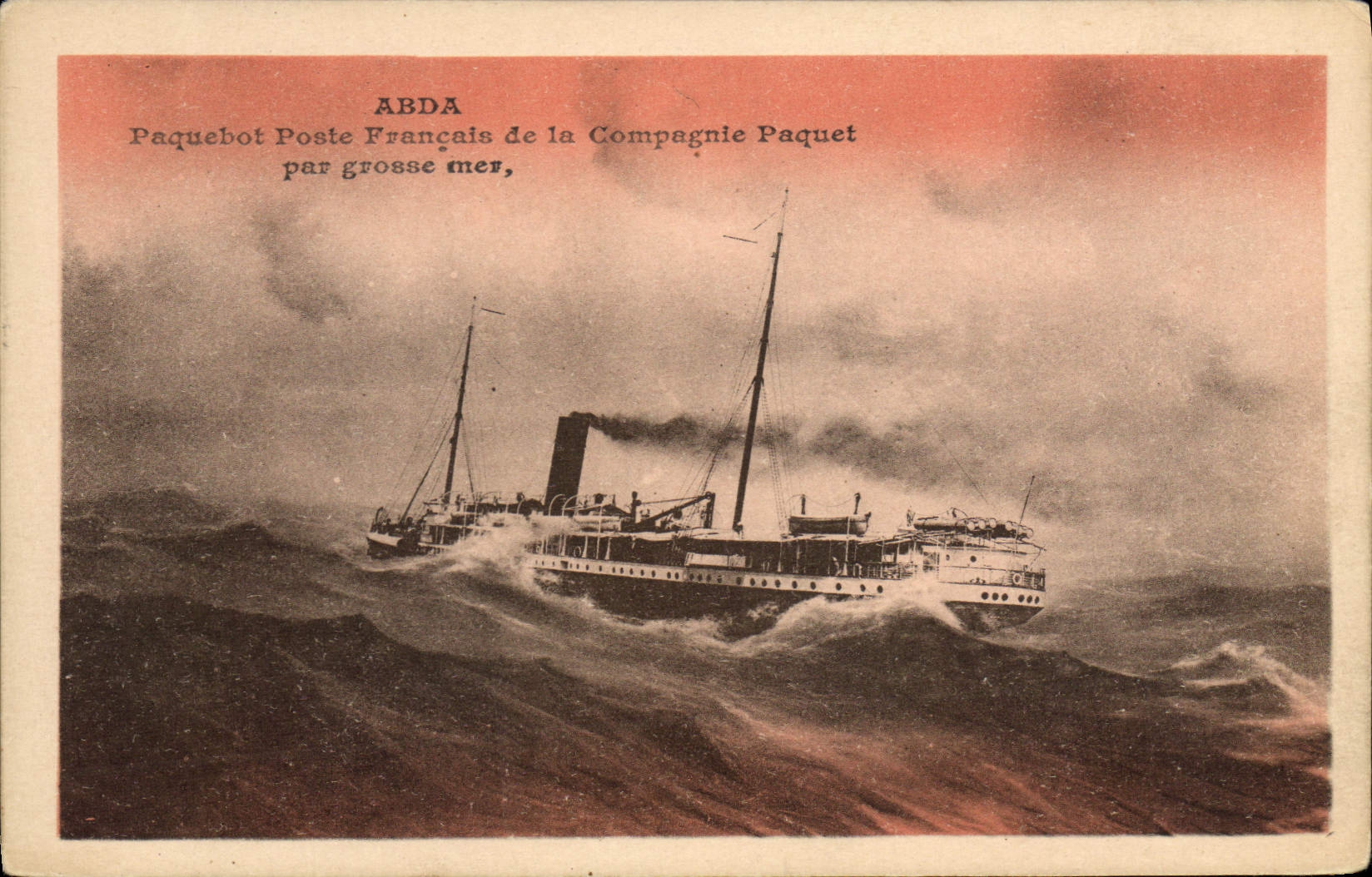 CPA Bateau Abda Paquebot Poste Francais de la Compagnie Paquet par grosse mer