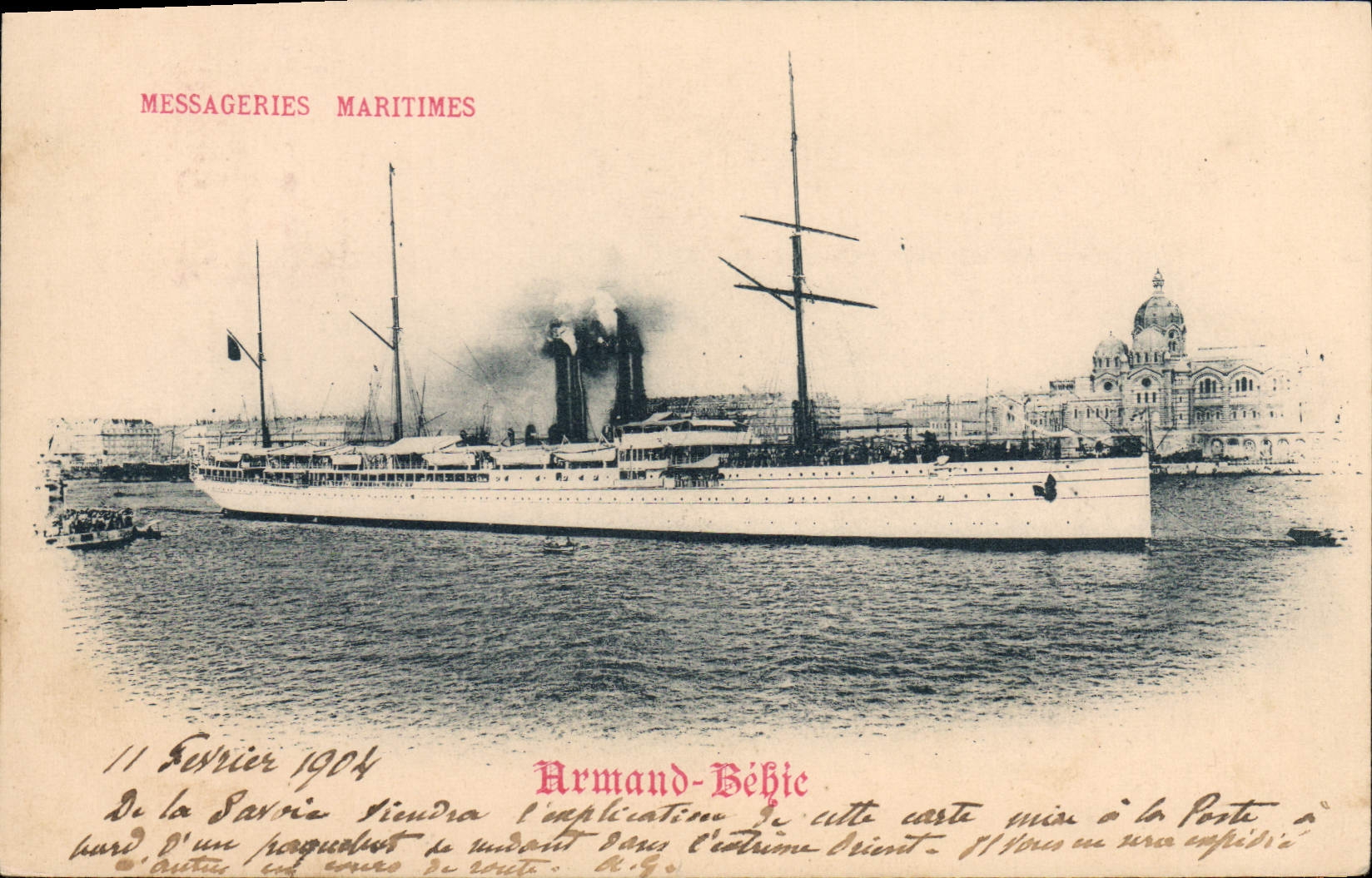 VINTAGE POSTCARD Boat Maritime Transport Armand Behie Marseilles