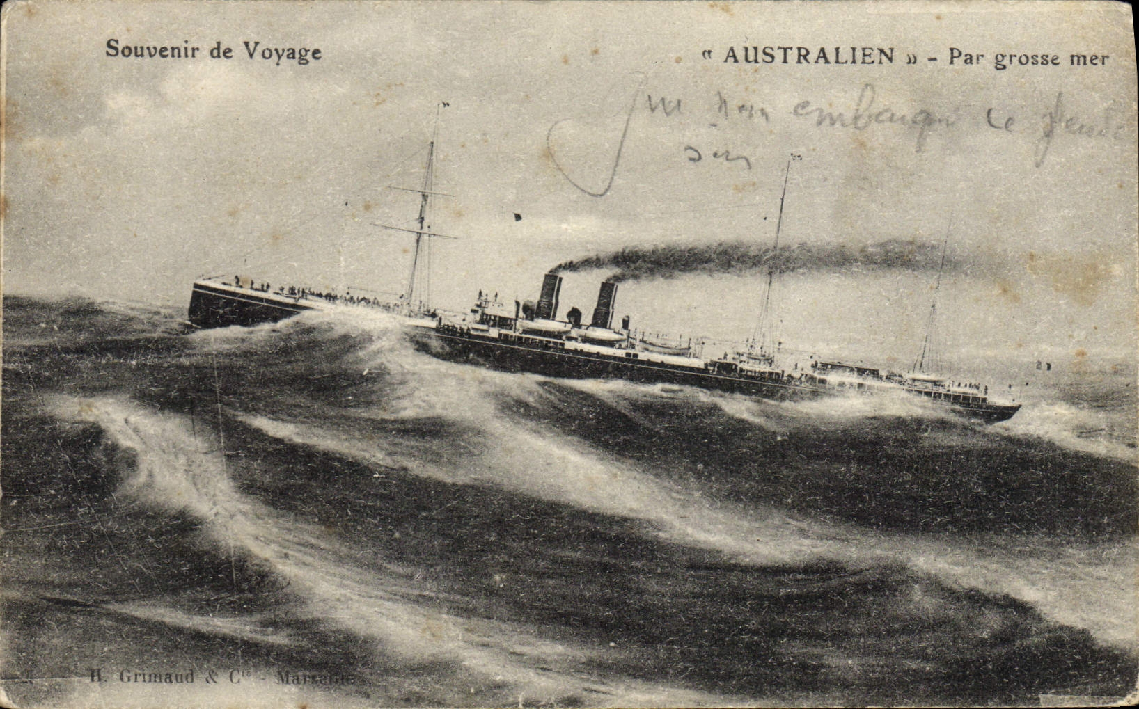 CPA Bateau Australien par grosse mer