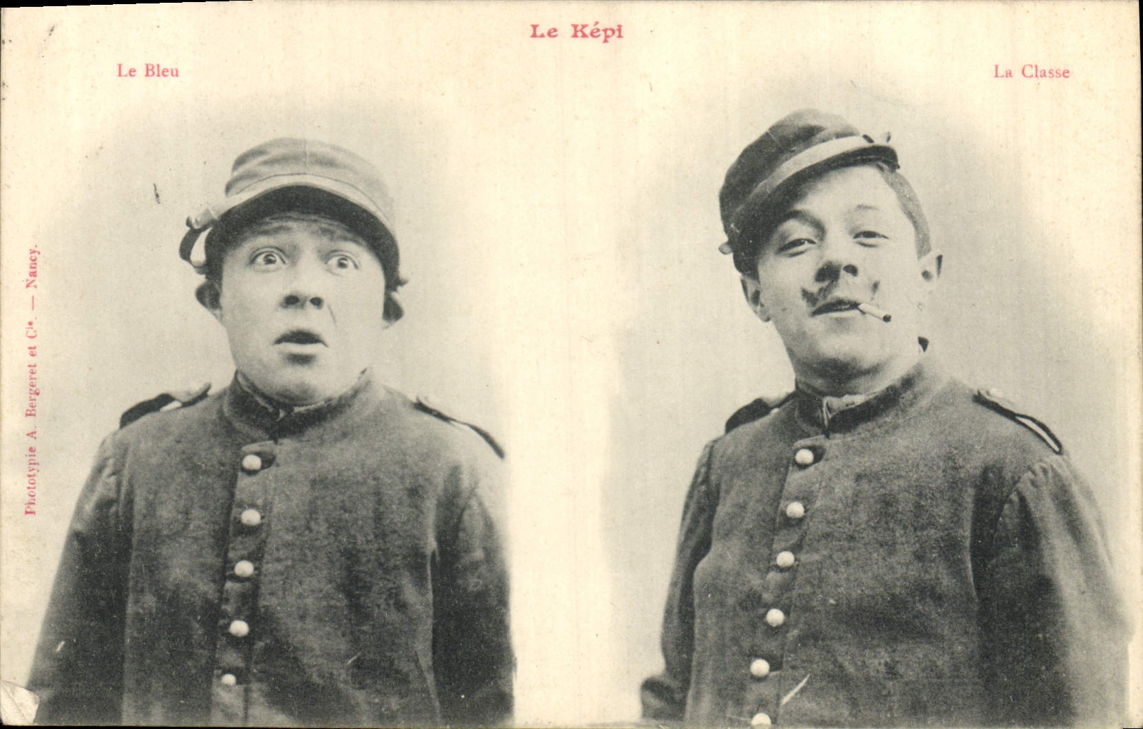 Soldado de Militaria del hombre de la fantasía de la POSTAL de la VENDIMIA el quepis