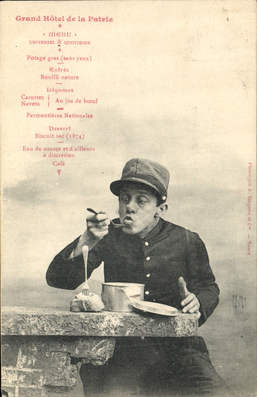 Hotel grande del soldado de Militaria del hombre de la fantasía de la POSTAL de la VENDIMIA de la patria