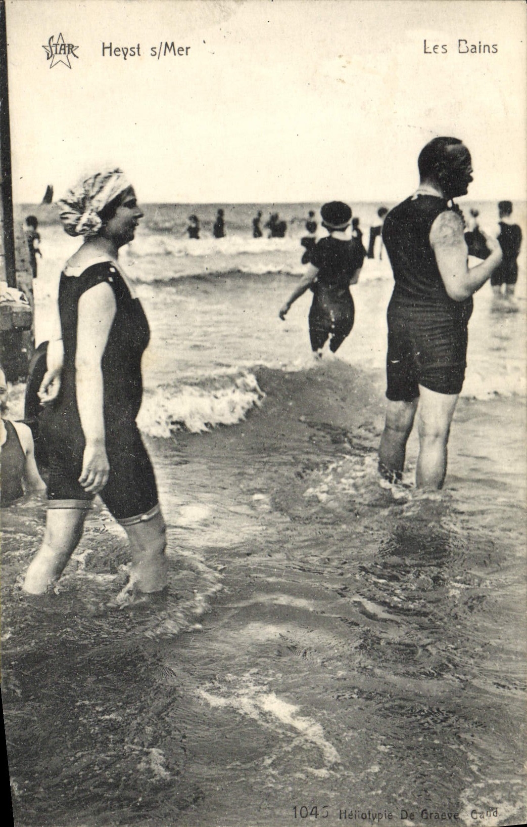 VINTAGE POSTCARD Fantasy Woman Les Bains Heyst Bathing suit on Sea