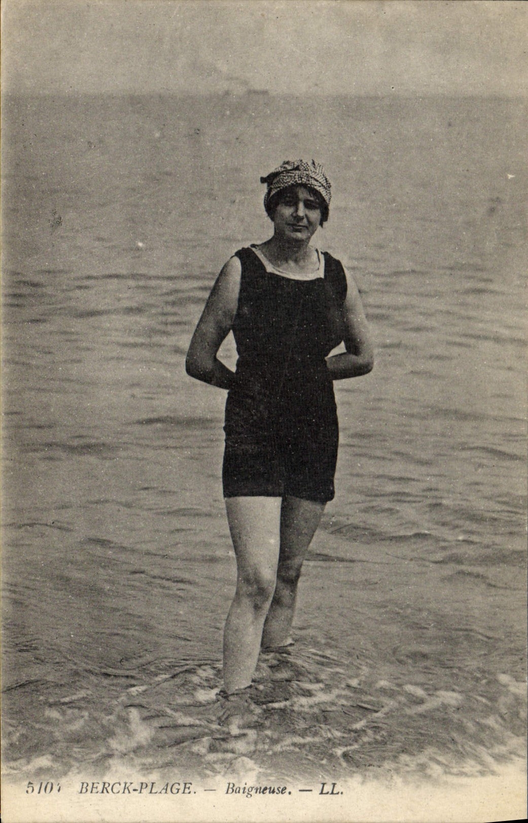 VINTAGE POSTCARD Fantasy Woman Bather Berck Beach Bathing suit