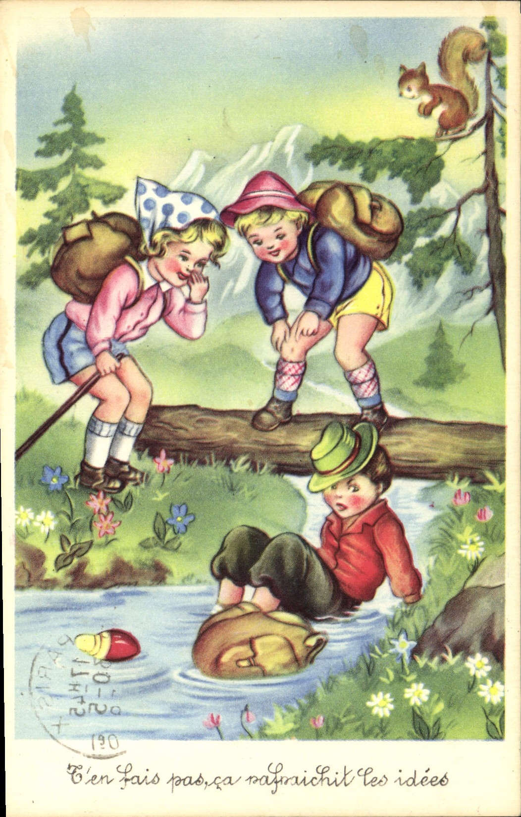 VINTAGE POSTCARD Fantasy Illustrator Children Excursion