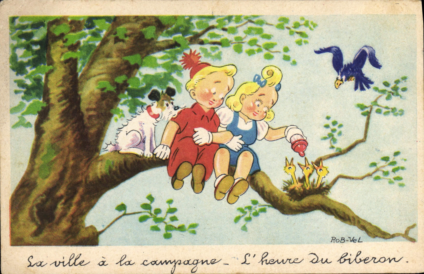 VINTAGE POSTCARD Fantasy Illustrator Rob Nel Dog