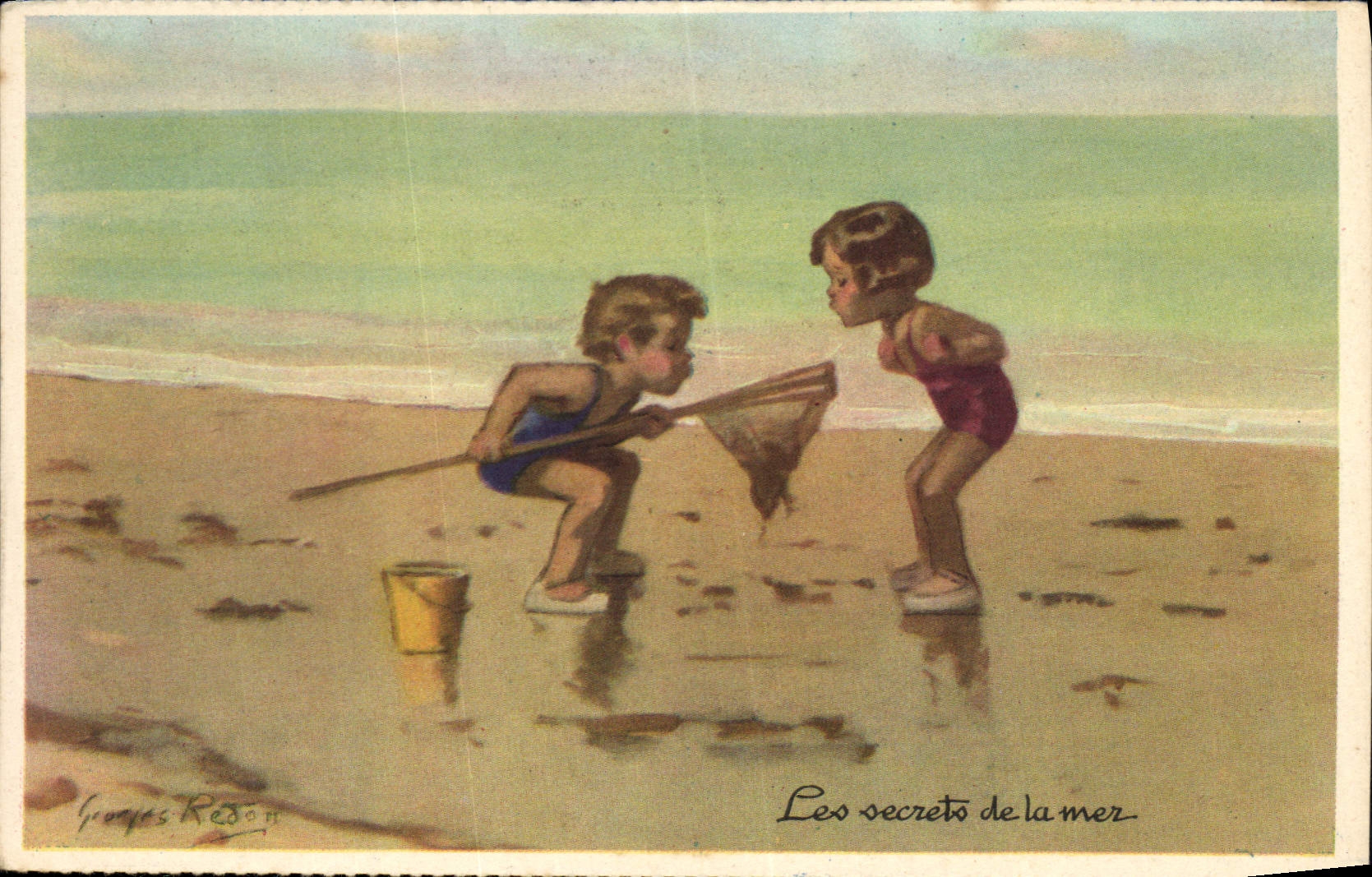 CPA Fantaisie Illustrateur Redon Enfants Les secrets de la mer