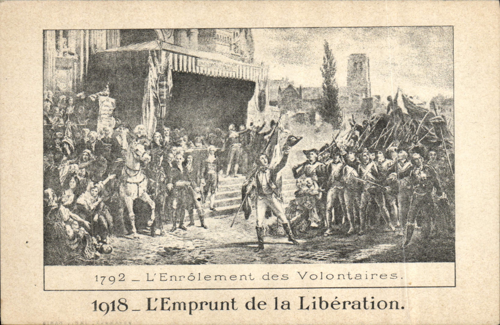 VINTAGE POSTCARD Militaria Enrolement of the volunteers Loan of the Release 1792 1918