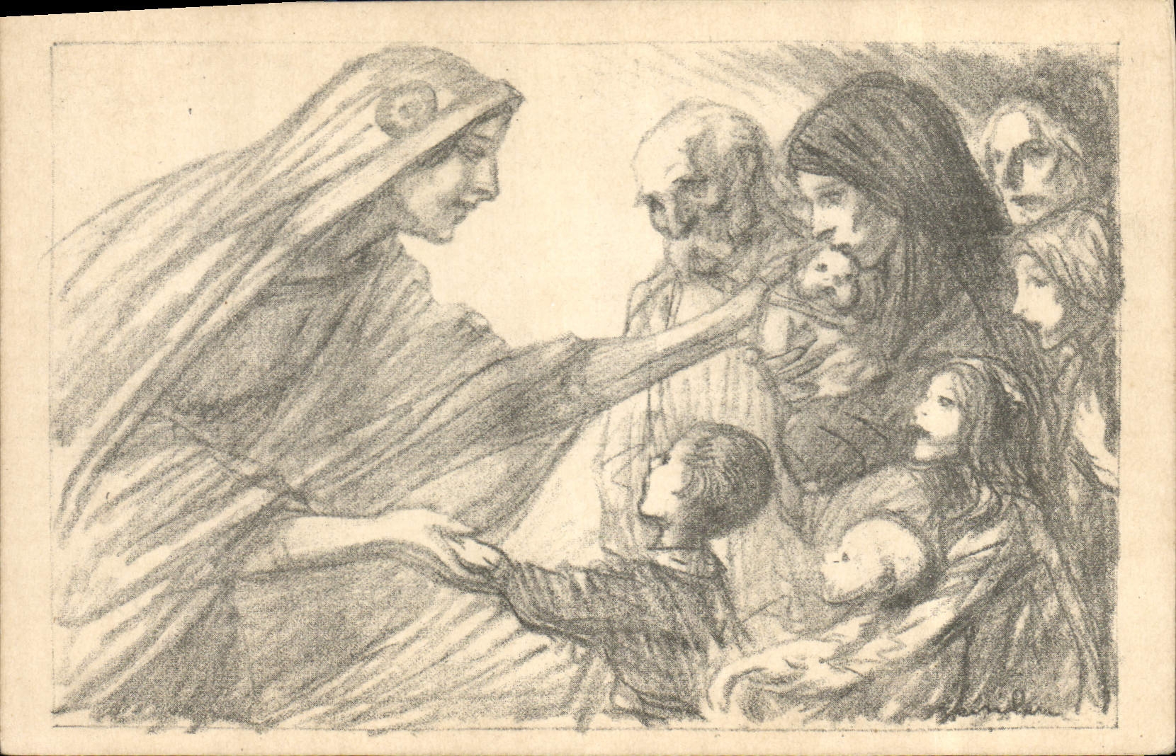 VINTAGE POSTCARD Militaria National Help Illustrator