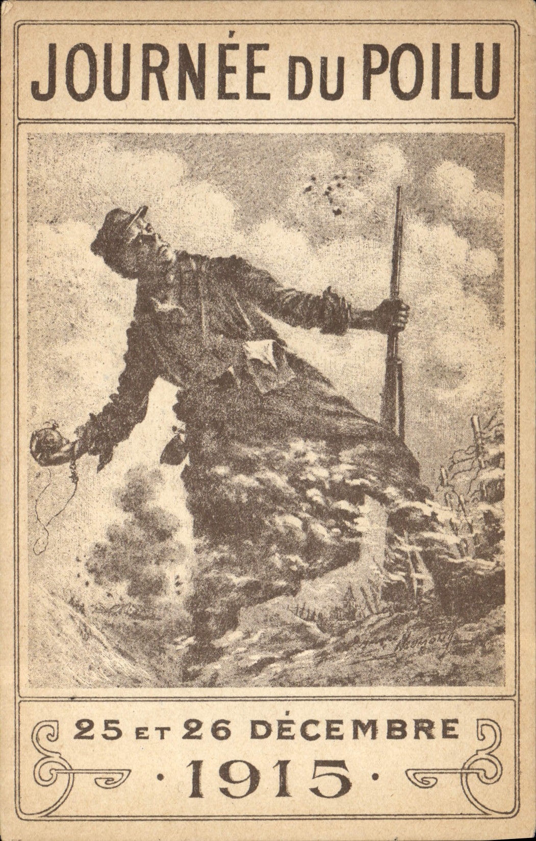 VINTAGE POSTCARD Militaria Day of Hairy the 1915 December 25th and 26th 1915