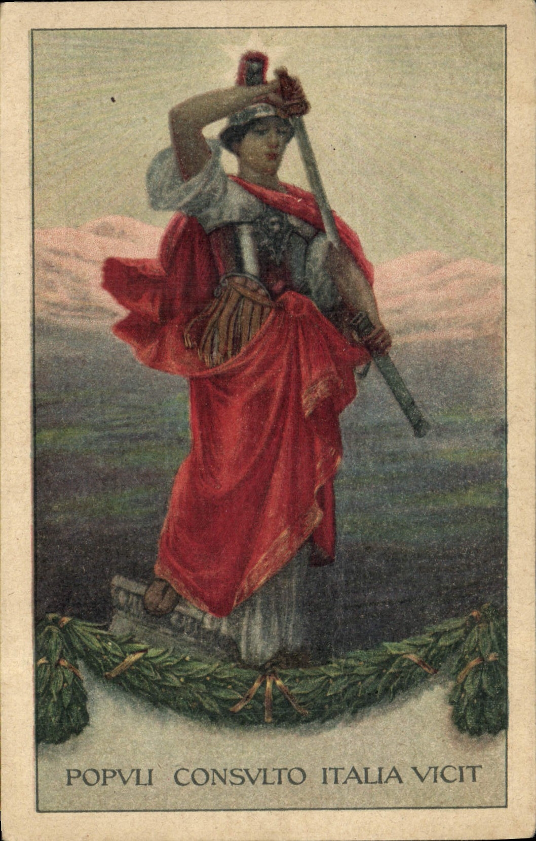 CPA Militaria Populi Consulto Italia Vicit