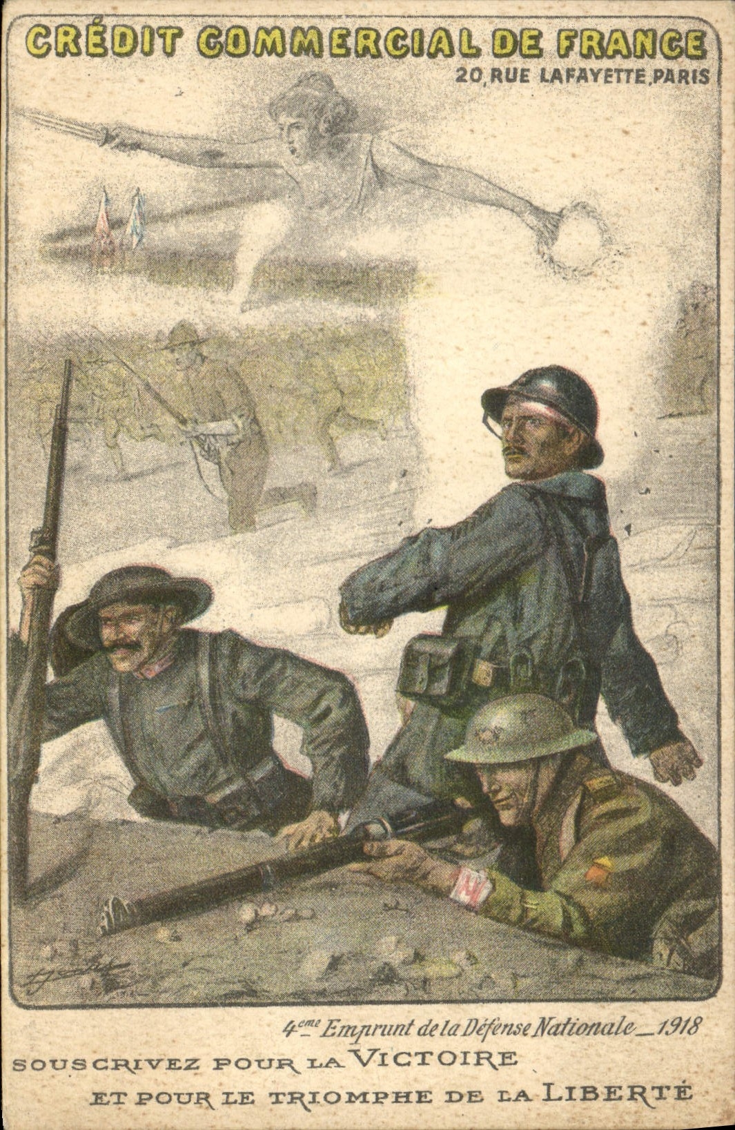 CPA Militaria Credit Commercial de France Emprunt de la Defense Nationale 1918