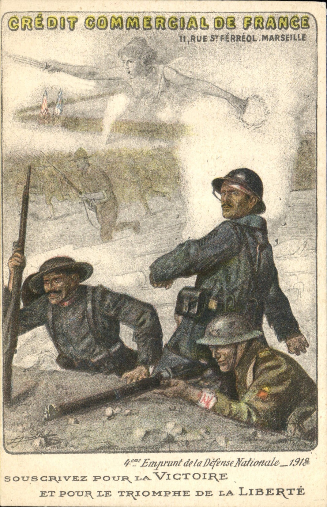 CPA Militaria Credit Commercial de France Emprunt de la Defense Nationale 1918