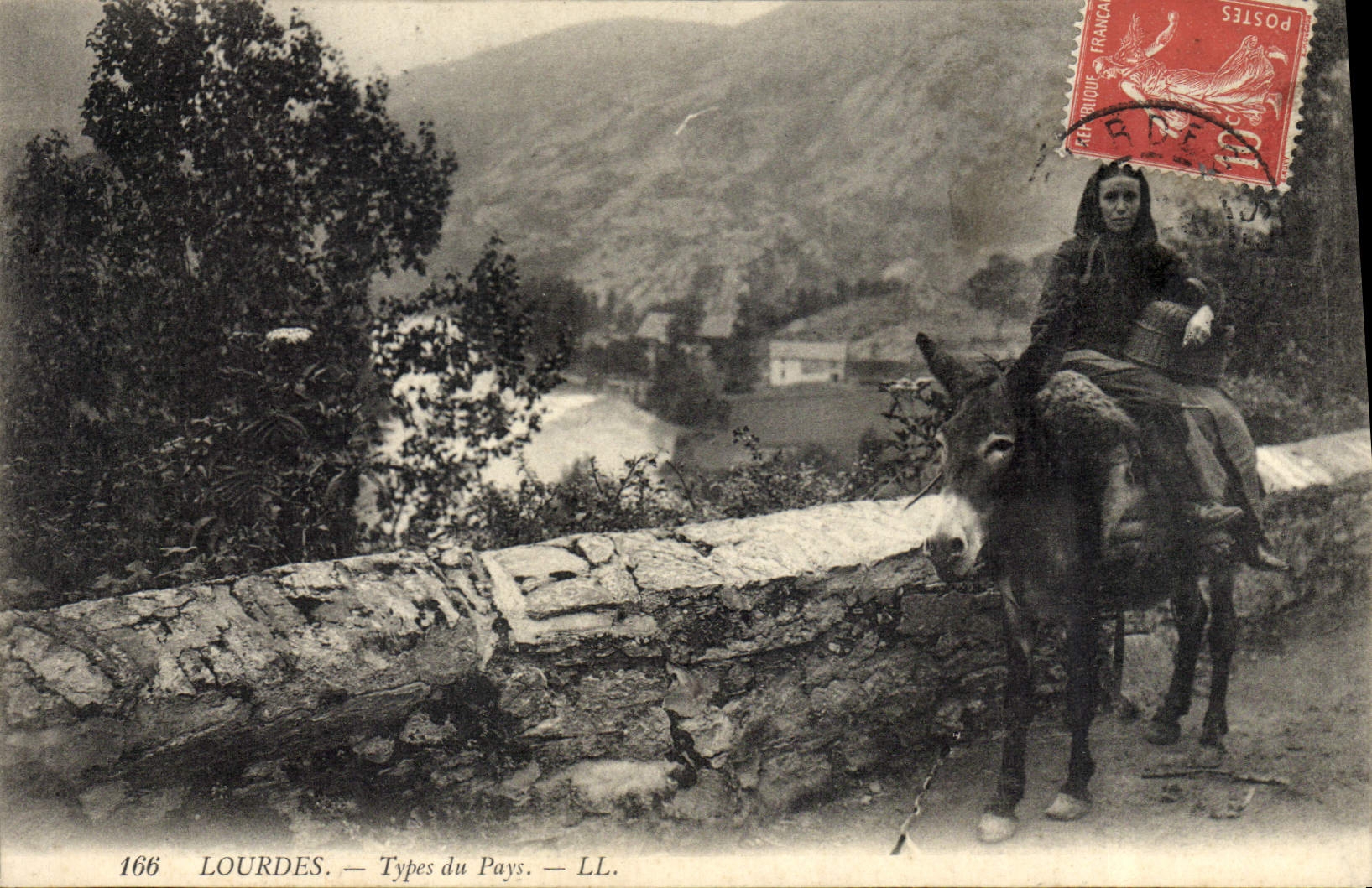 CPA Lourdes Types du pays Ane Mule 