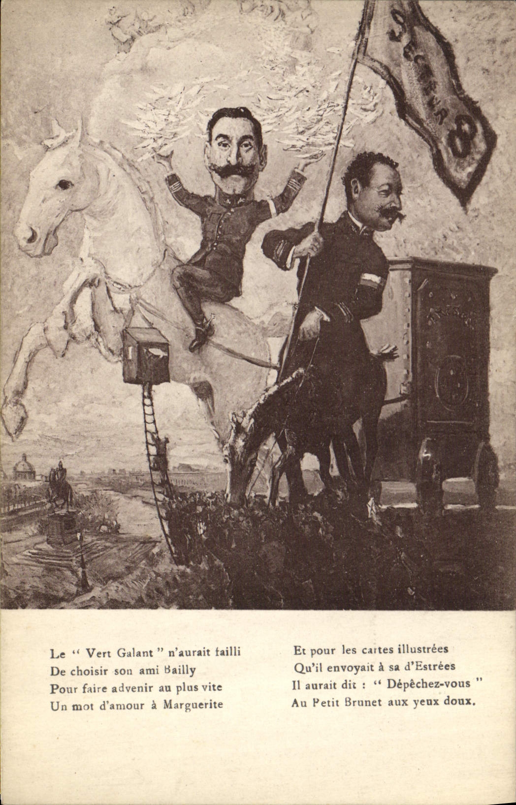 VINTAGE POSTCARD Political Satirist the Gallant Green Bailly Horse