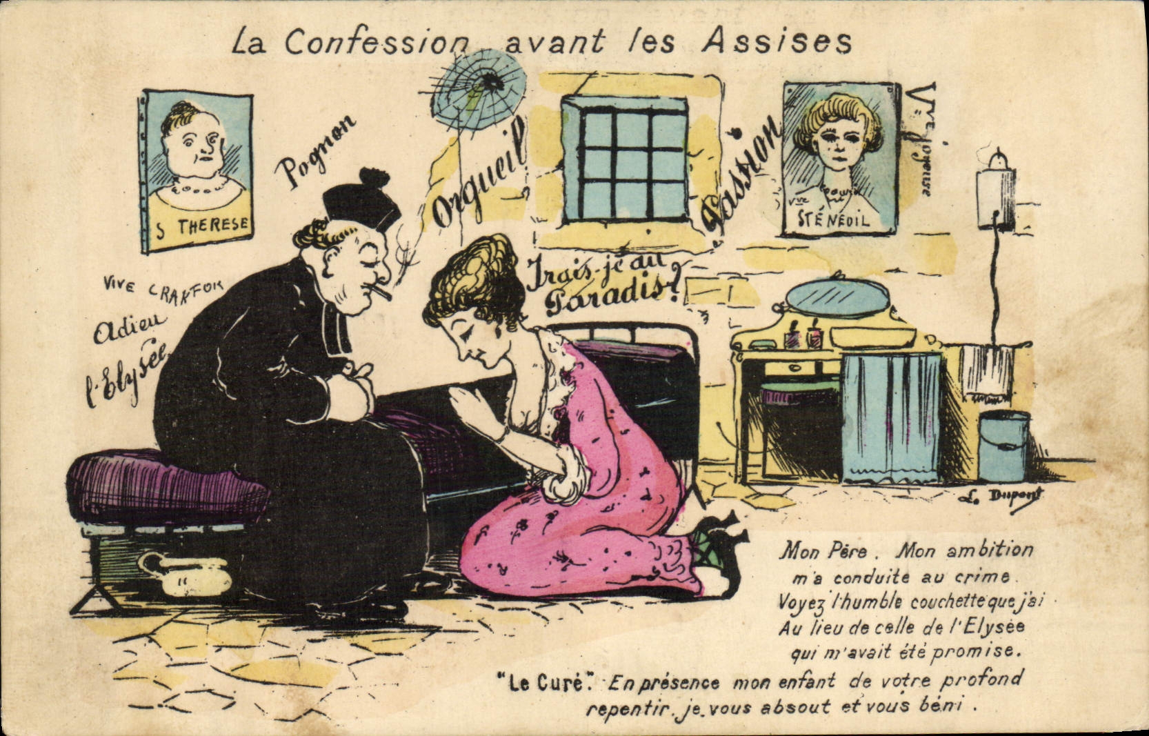 CPA Politique Satirique La Confession avant les assises Pretre