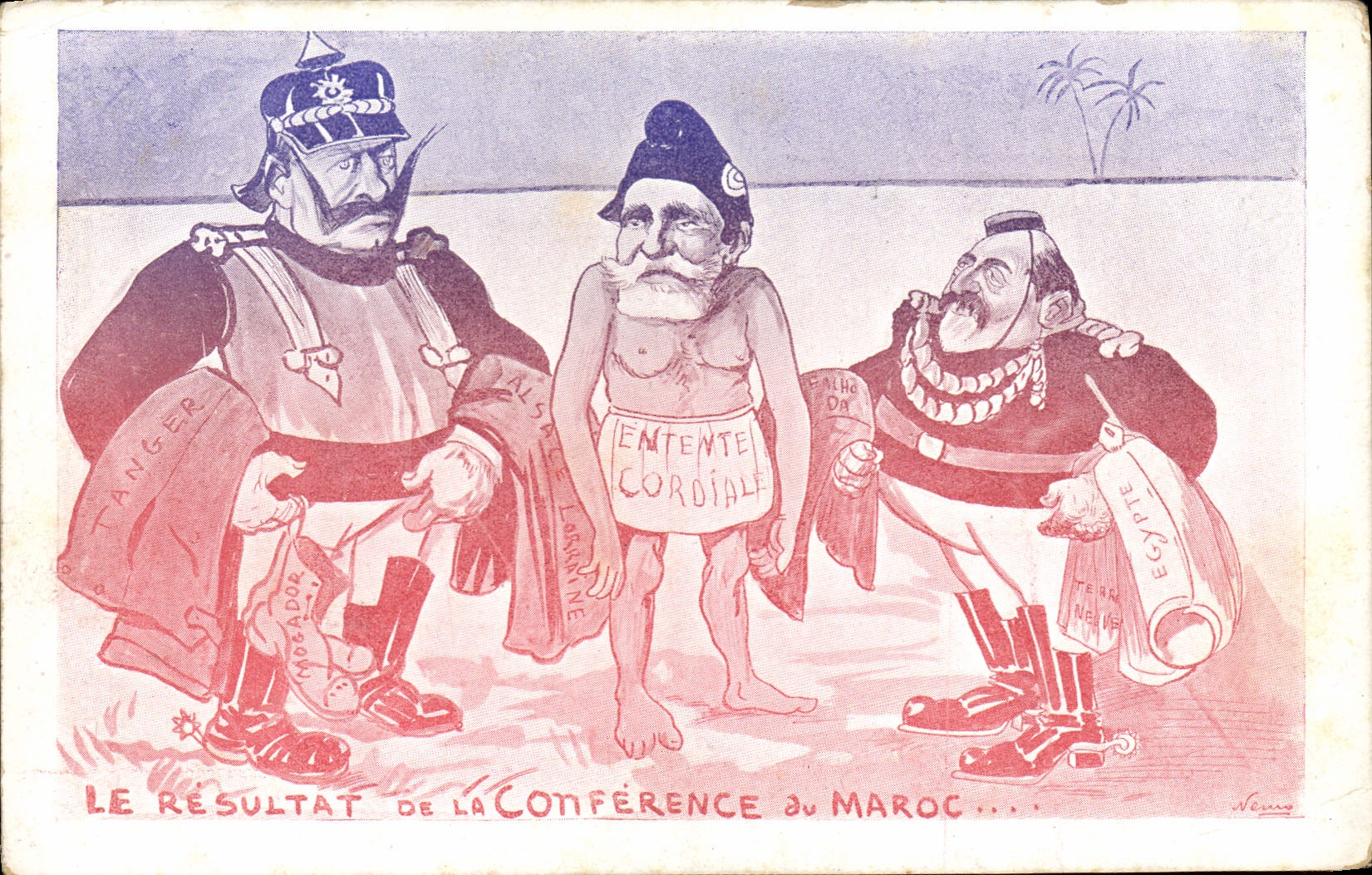 CPA Politique Satirique Le resultat de la conference du Maroc Entente Cordiale