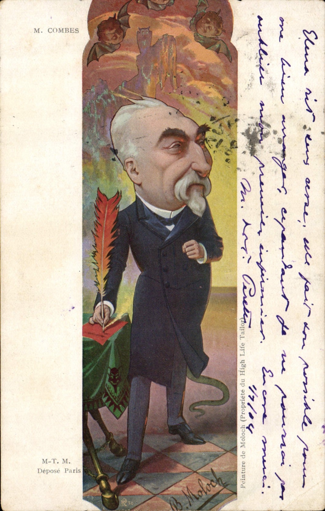 VINTAGE POSTCARD Political Satirist Combes Moloch