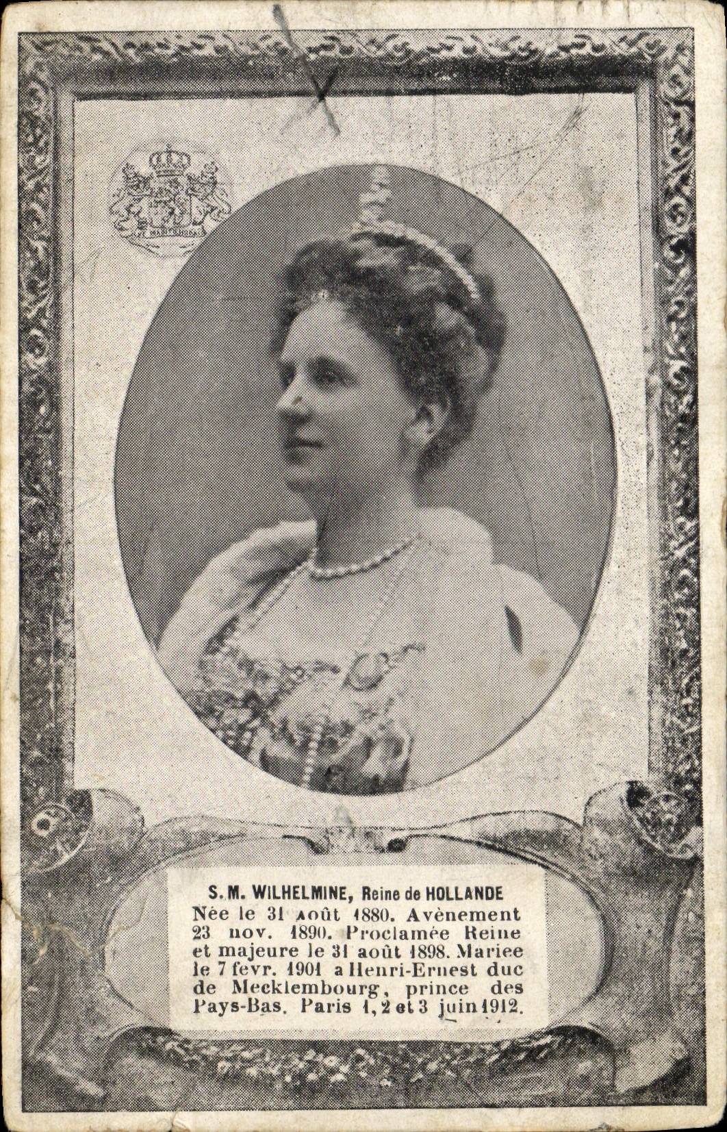 VINTAGE POSTCARD SM Wilhelmine Queen of Netherlands