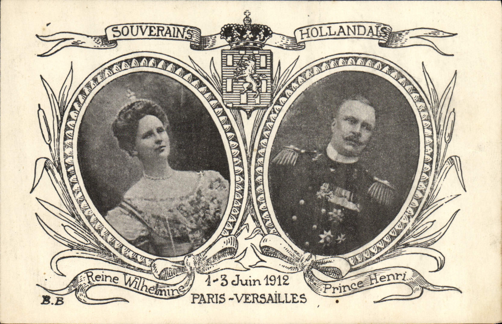 CPA Souverains hollandais Paris Versailles Wilhelmine Prince Henri